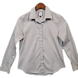 THE SHIRT Rochelle Behrens Button Up Long Sleeve Shirt Top Women's Gray Size M